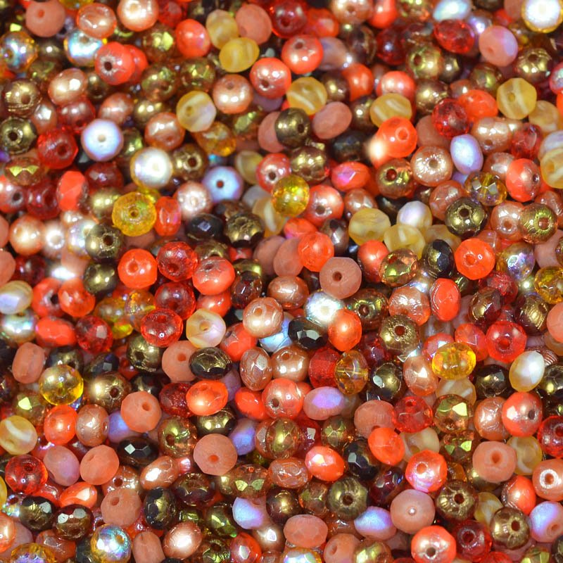 BeadFX Bead Mix - 3x5mm - Fire Polish Donuts - Exotic Spice (tube)