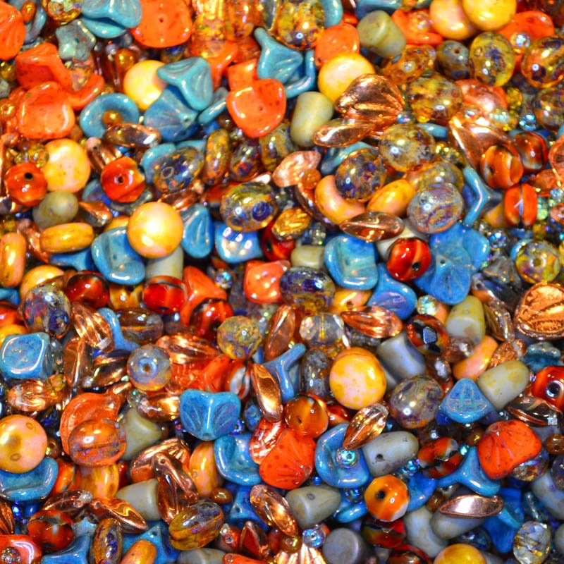 BeadFX Bead Mix - Czech Glass and Fire Polish Mix - Ginger Snaps (Pack)