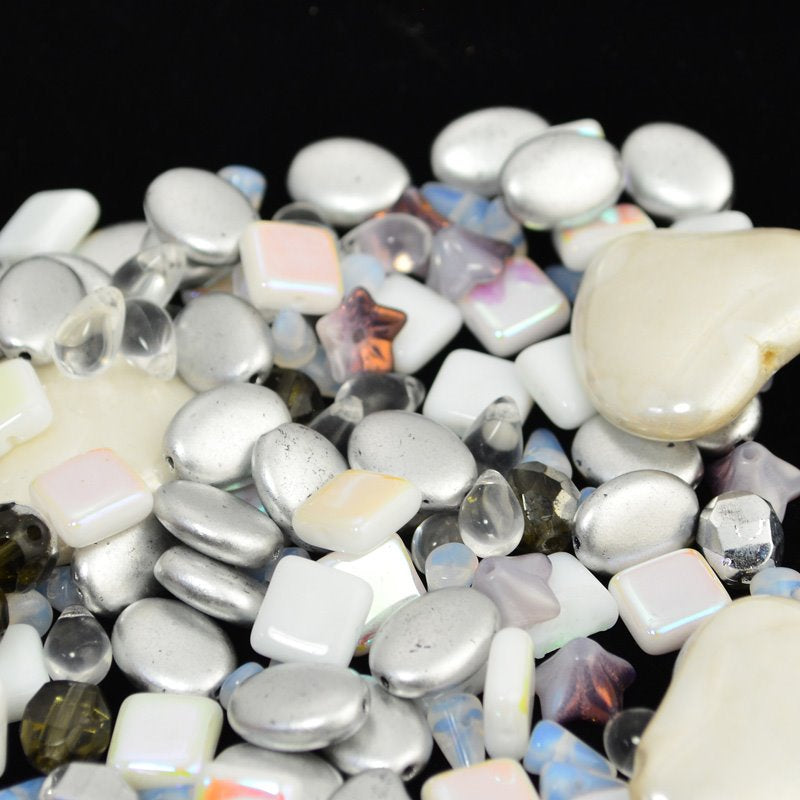 BeadFX Bead Mix - Czech Glass and Fire Polish Mix - Snow Business (Pack)