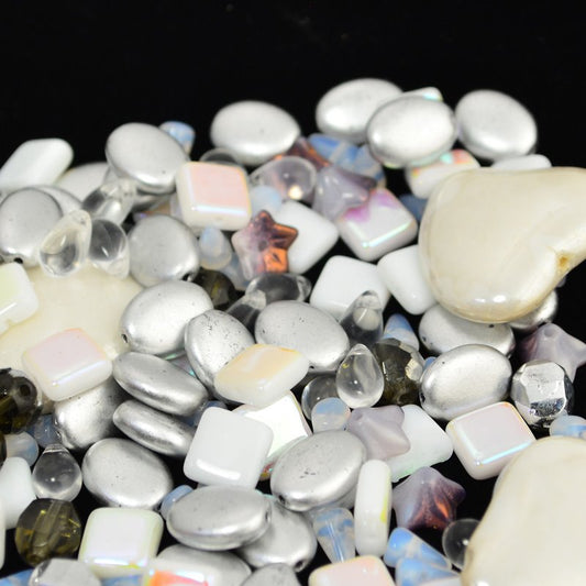 BeadFX Bead Mix - Czech Glass and Fire Polish Mix - Snow Business (Pack)