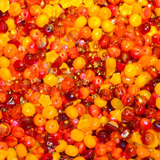 BeadFX Bead Mix - Czech Glass and Fire Polish Mix - Hawaii Heat (Pack)