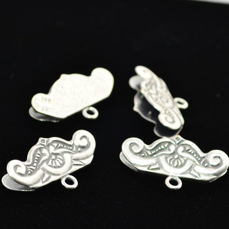 Findings - Flat Leather -  Decorative Flat End Crimp for Leather with End Loop -