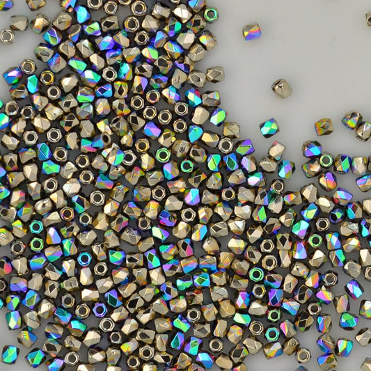 Fire Polish Faceted Round - True 2mm - Nickel Plated AB (150)