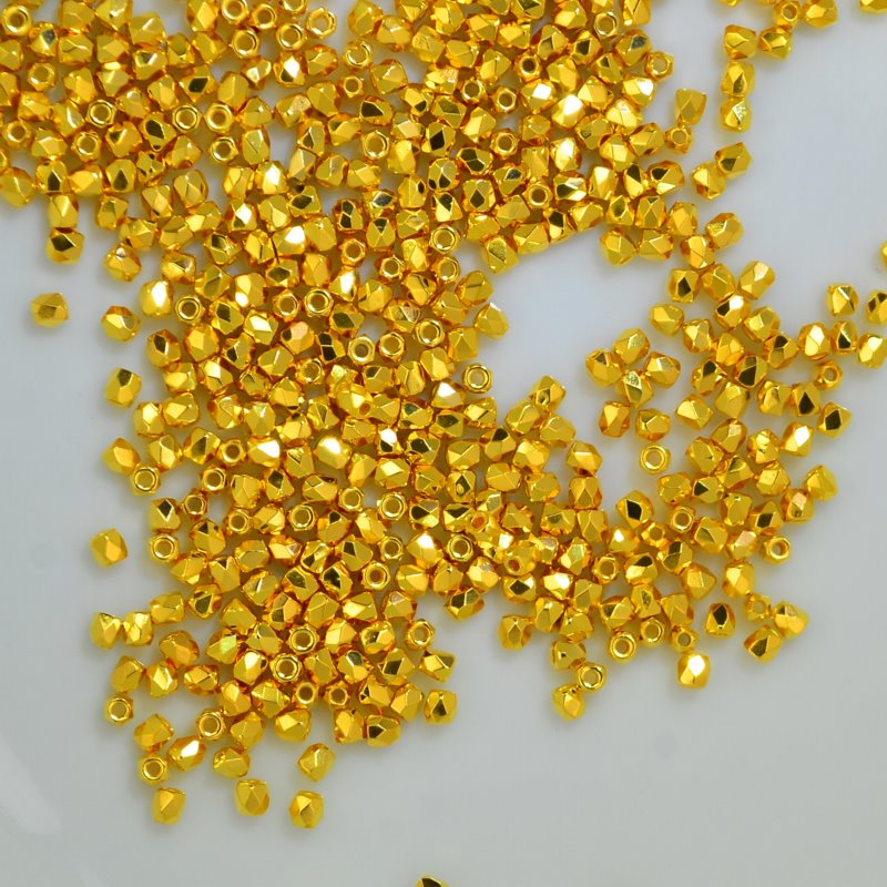 Fire Polish Faceted Round - True 2mm - Gold Plated (150)