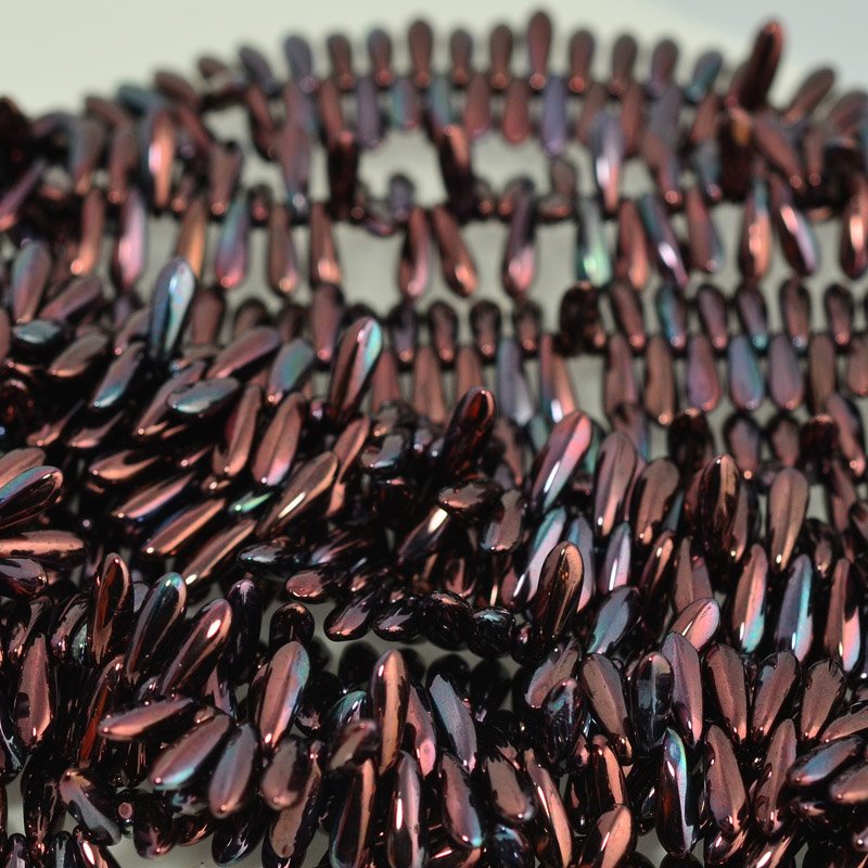Fringe Beads Dagger Beads - 11mm - Metallic Amethyst Bronze (25)