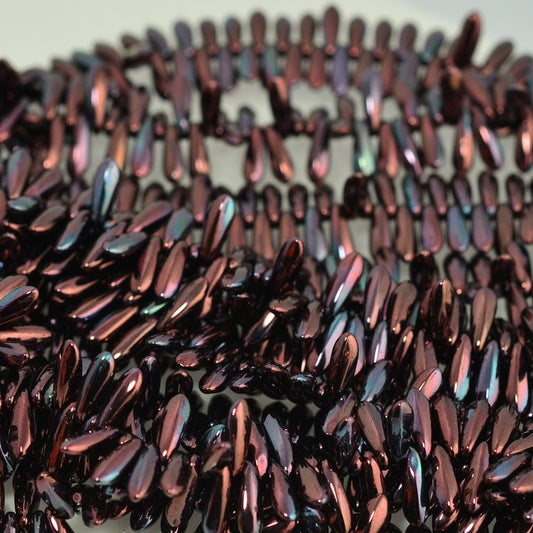 Fringe Beads Dagger Beads - 11mm - Metallic Amethyst Bronze (25)