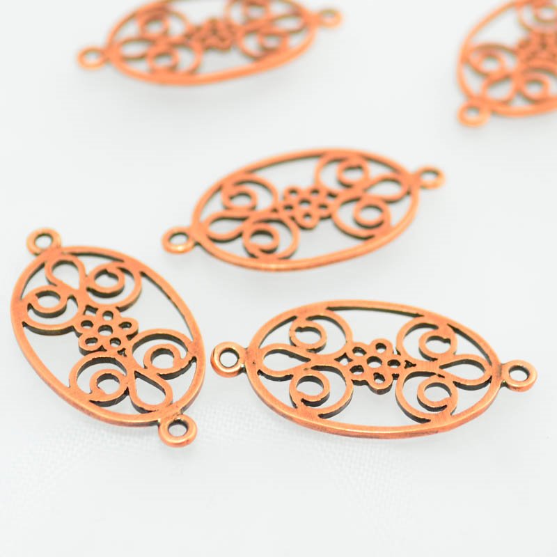 Link -  Oval Curliques - Antiqued Copper
