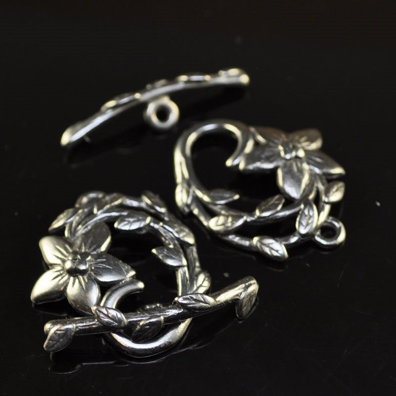 Toggle Clasp -  Flower Vine - Gunmetal