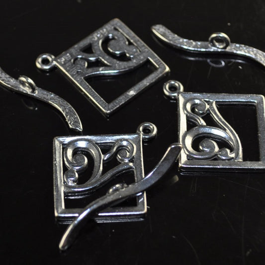 Toggle Clasp -  Square with Curliques - Gunmetal