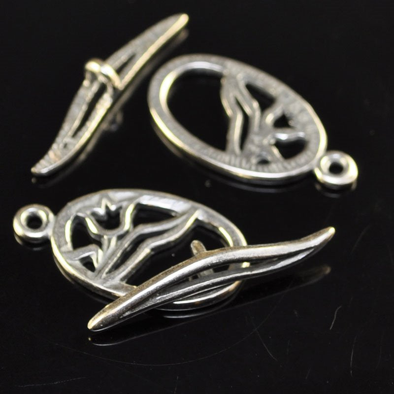 Toggle Clasp -  Tulip Pond - Antiqued Silver