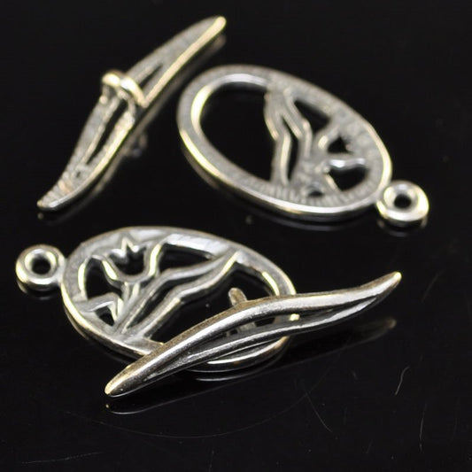 Toggle Clasp -  Tulip Pond - Antiqued Silver
