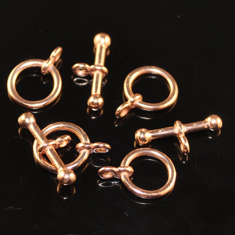 Toggle Clasp -  Classic Ring and Bar - Bright Copper