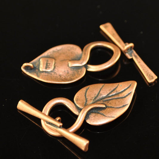 Toggle Clasp -  Anthurium - Antiqued Copper