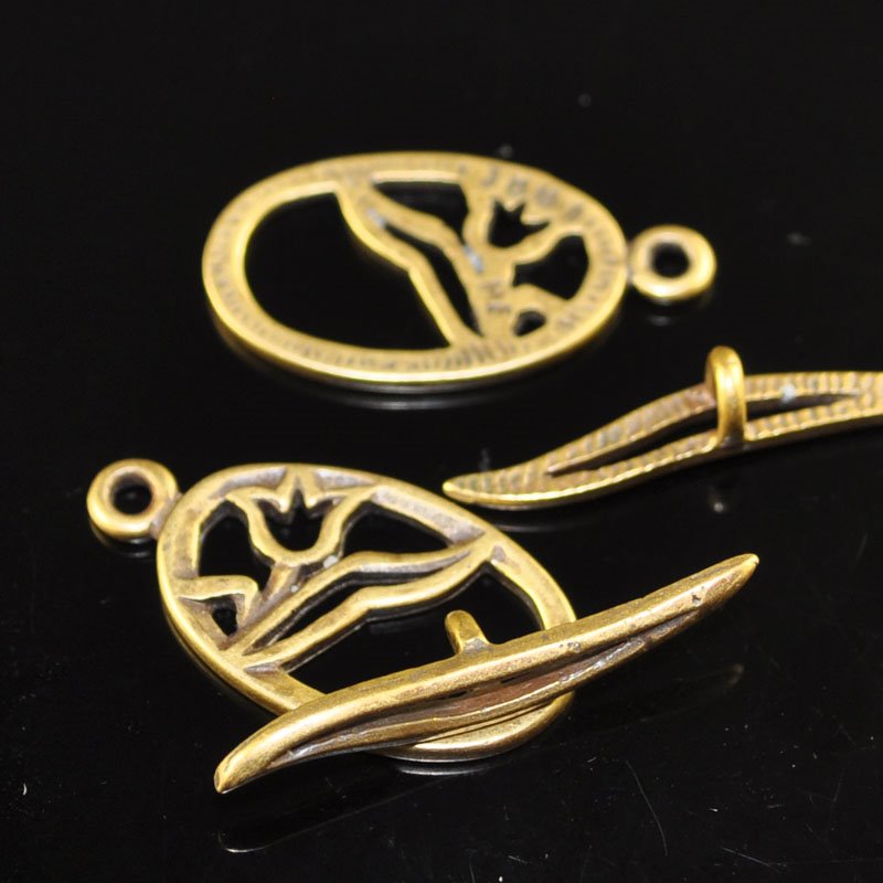 Toggle Clasp -  Tulip Pond - Antiqued Brass