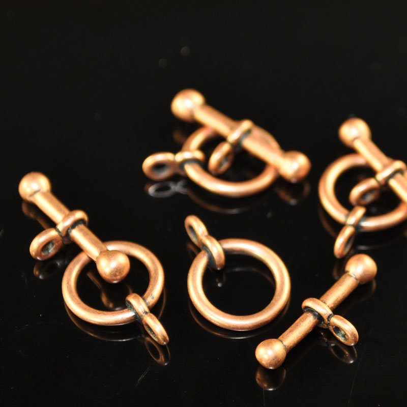 Toggle Clasp -  Classic Ring and Bar - Antiqued Copper