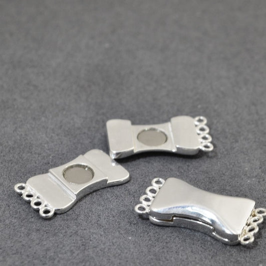 Magnetic Clasp Interlocking Flat Sliding - 4-Strand - Sterling