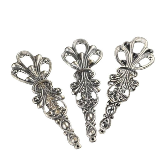 Stamped Metal Bound Wheat Long Filigree - Antiqued Silver