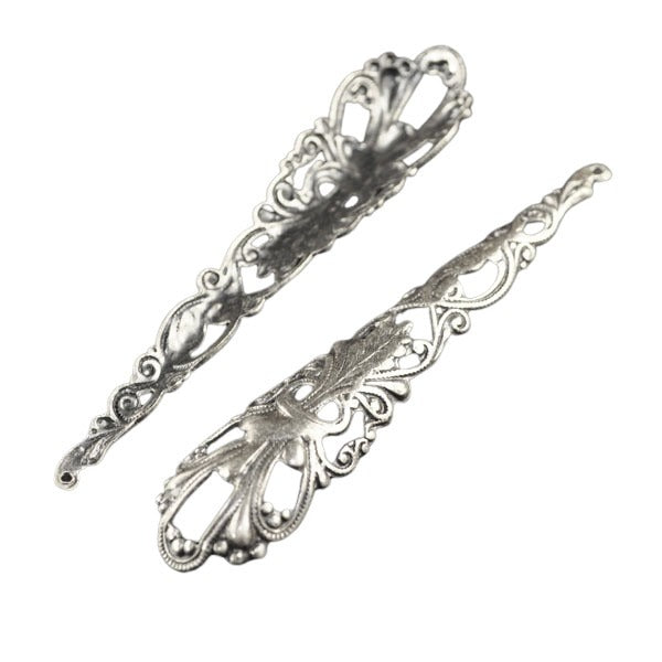 Stamped Metal Bound Wheat Really Long Filigree - Antiqued Silver