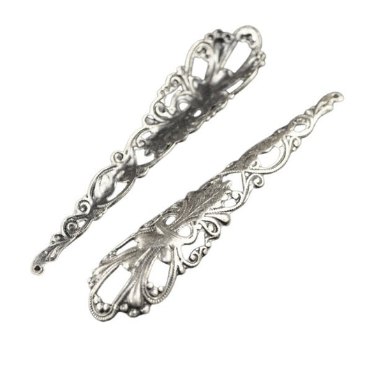 Stamped Metal Bound Wheat Really Long Filigree - Antiqued Silver