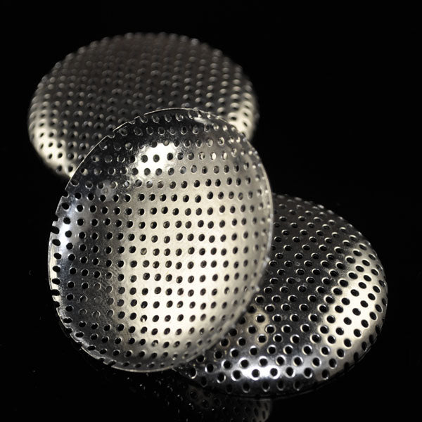 Perforated Screen Findings - 38mm Domed Disk with Pin Back - Silvertone