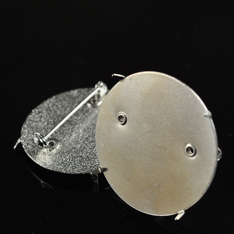 Perforated Screen Findings - 38mm Domed Disk with Pin Back - Silvertone