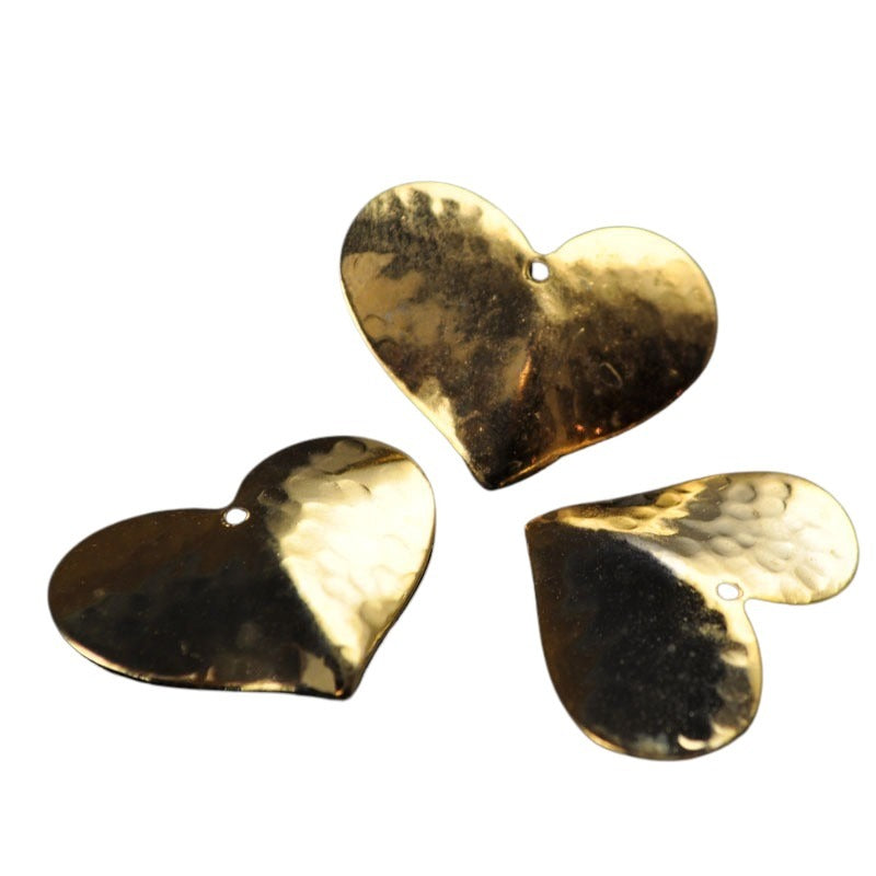 Hammered Heart   Bright Brass Each