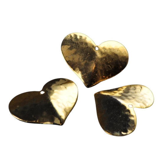 Hammered Heart   Bright Brass Each