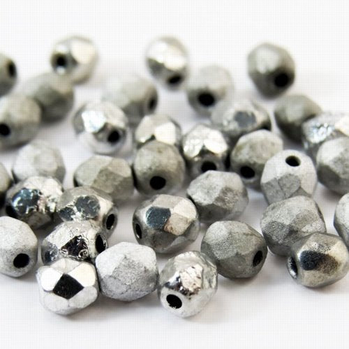 Fire Polish Faceted Round - 4mm - Crystal Etched Labrador Full (50)