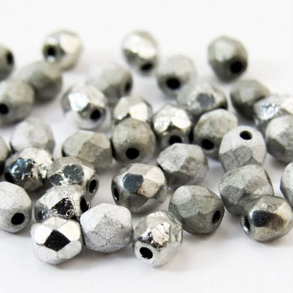 Fire Polish Faceted Round - 4mm - Crystal Etched Labrador Full (50)