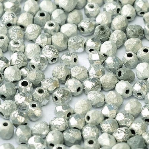 Fire Polish Faceted Round - 4mm - Crystal Etched Labrador Full (50)