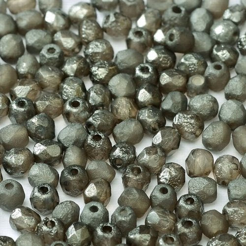 Fire Polish Faceted Round - 4mm - Crystal Etched Chrome Full (50)