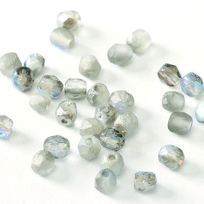 Fire Polish Faceted Round - 4mm - Crystal Etched Graphite Rainbow (50)