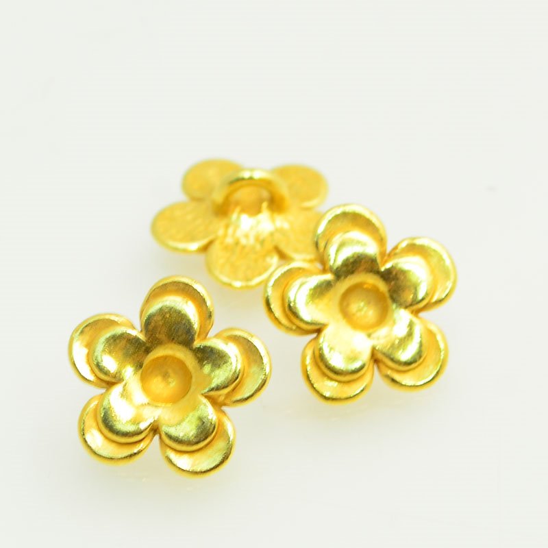 Metal Buttons -  Cup Flower - Bright Gold Plated