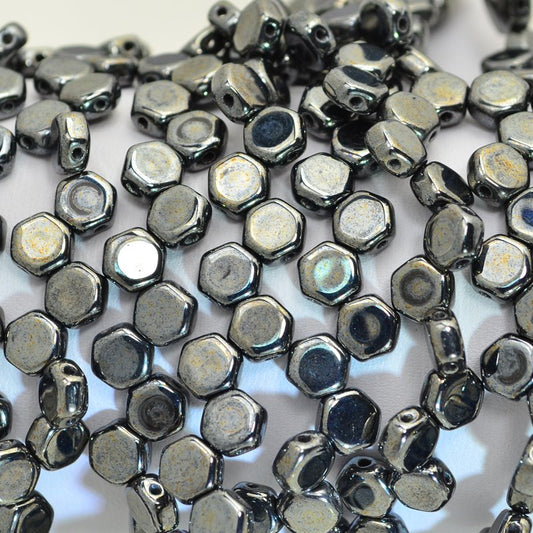 Honeycombs - Hematite (Strand of 30)