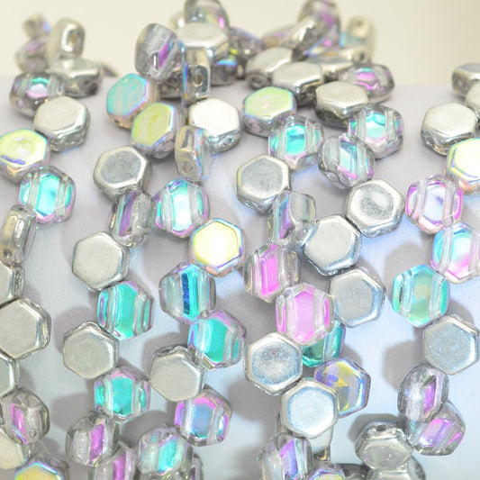 Honeycombs - Crystal Silver Rainbow (Strand of 30)