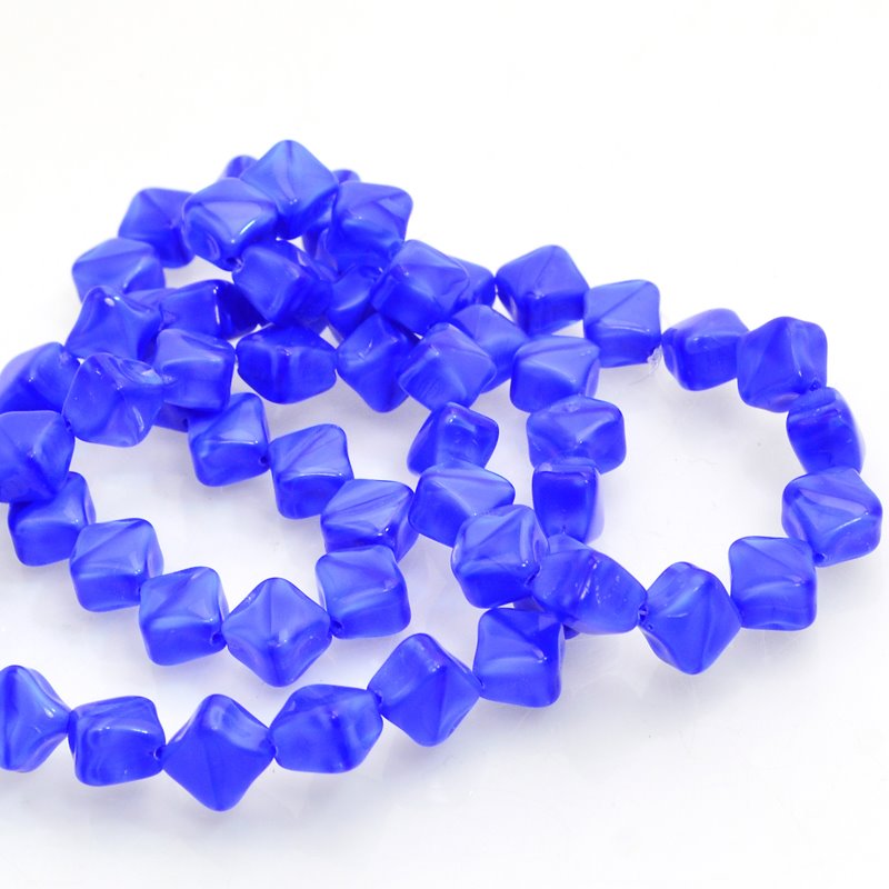 Glass - 10mm Rhombus Pillow - Sapphire Satin (Strand 20)