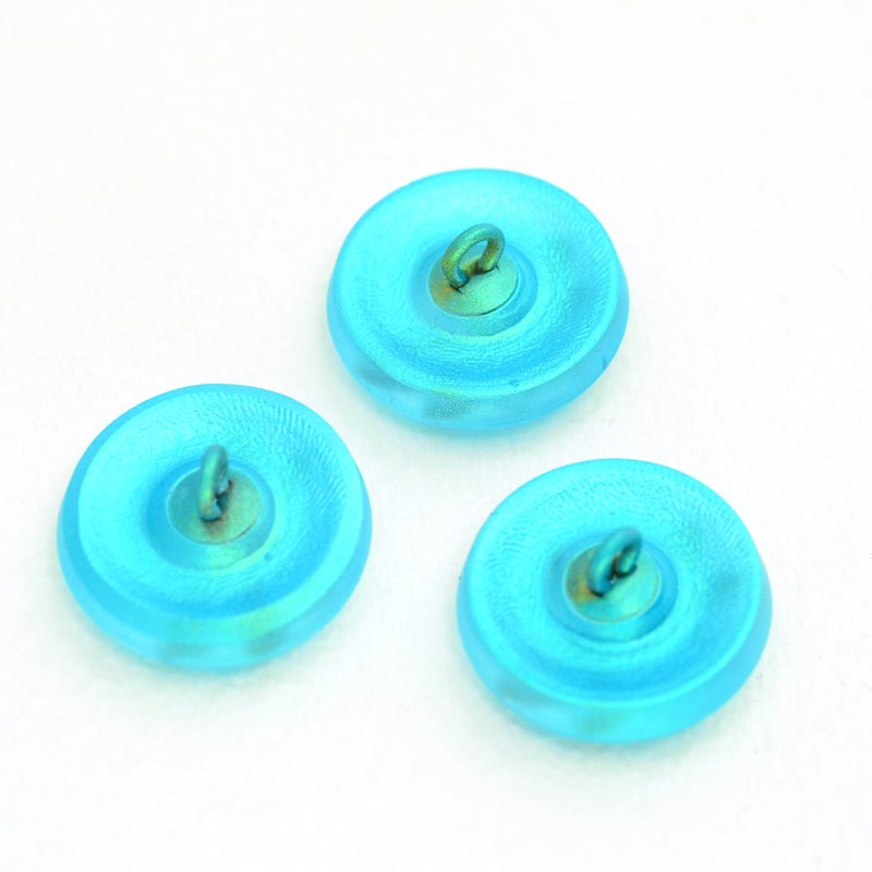 Czech Glass Button - 18mm Embossed Dragonfly - Electric Aqua