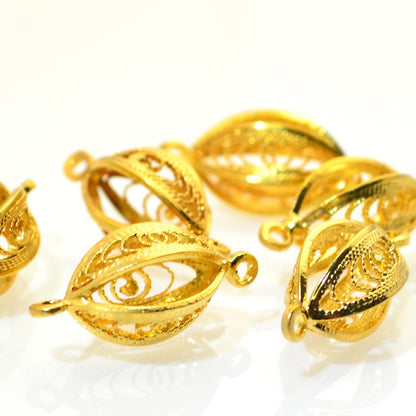 Metal Link -  Filigree Oval - Gold Plated