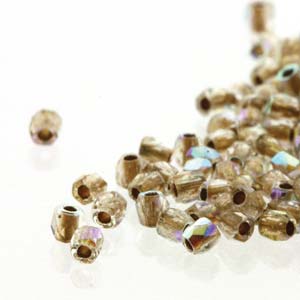 Fire Polish Faceted Round - True 2mm - Crystal AB Bronze Lined (150)