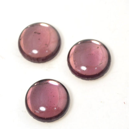 Vintage Glass - 16mm Round Cabochon - Amethyst Purple