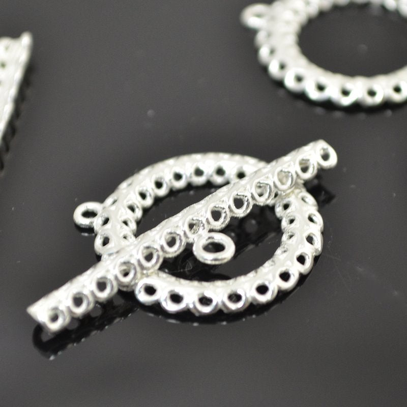 Toggle Clasp -  13 Swirl Toggle - Bright Silver