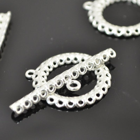 Toggle Clasp -  13 Swirl Toggle - Bright Silver