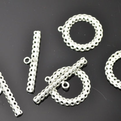 Toggle Clasp -  13 Swirl Toggle - Bright Silver