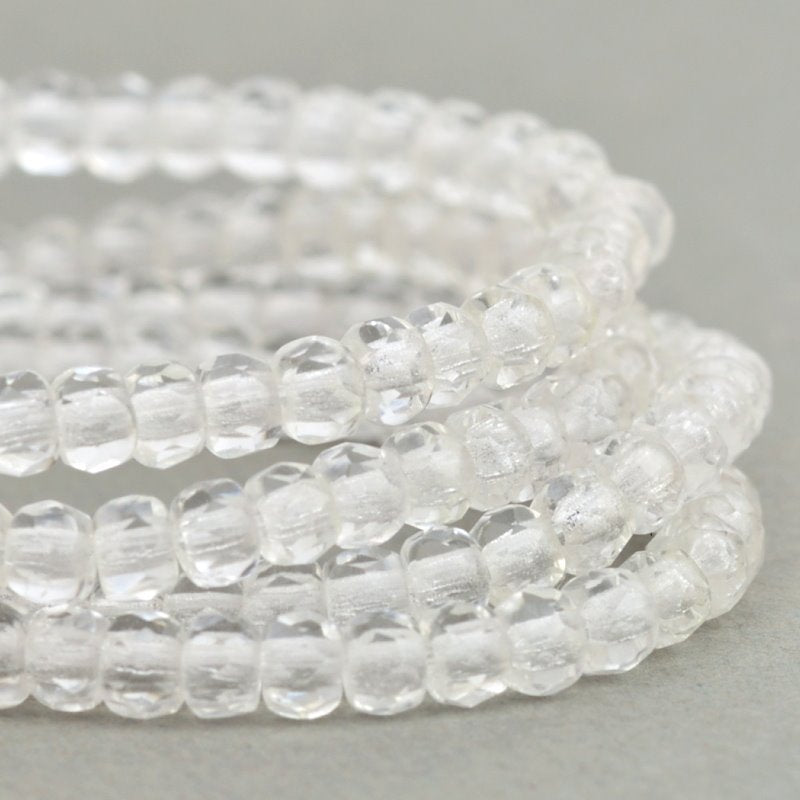 Fire Polish - 3x2mm - Faceted Rondelle - Crystal (50)