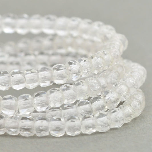 Fire Polish - 3x2mm - Faceted Rondelle - Crystal (50)