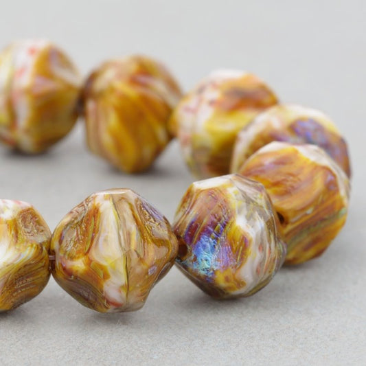Fire Polish Beads Central Cut - 9mm - Rocky Road (15)