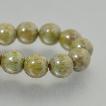 Glass Beads Round - 8mm - Greenstone Luster (25)