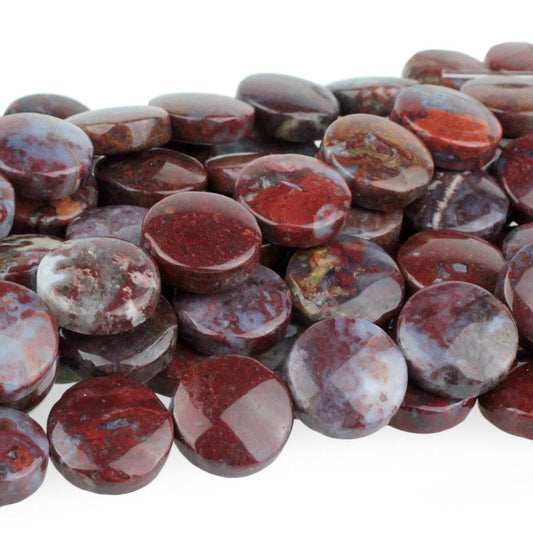 Red Lightning Agate   12mm Coin 8in