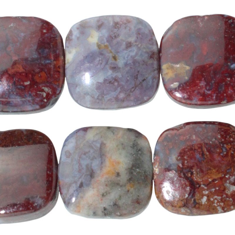 Red Lightning Agate   12mm Square 8in
