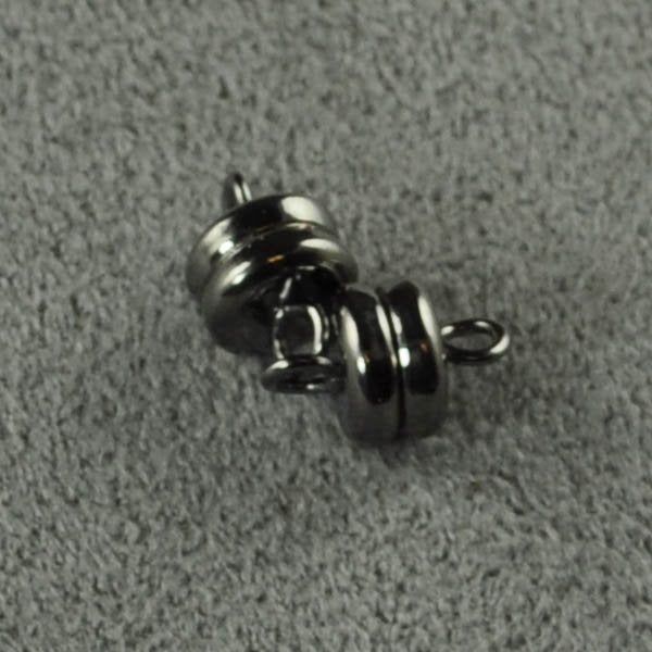 Magnetic Clasp Basic Flat Round - 6mm - Gunmetal (6)
